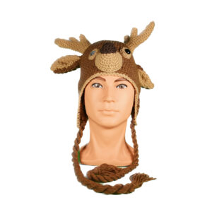 Brown and Tan Crochet Deer Beanie