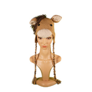 Tan and Brown Crochet Horse Beanie