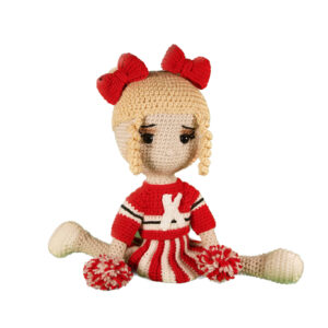 Red and White Cheerleader Blonde Hair Amigurumi