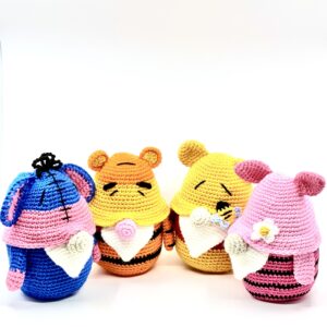 Set of 4 - Donkey,Tiger Bear and Piglet Gnomes